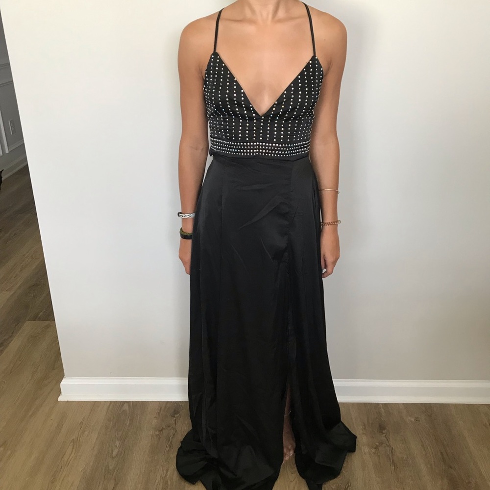 Long, black with sequins prom dress